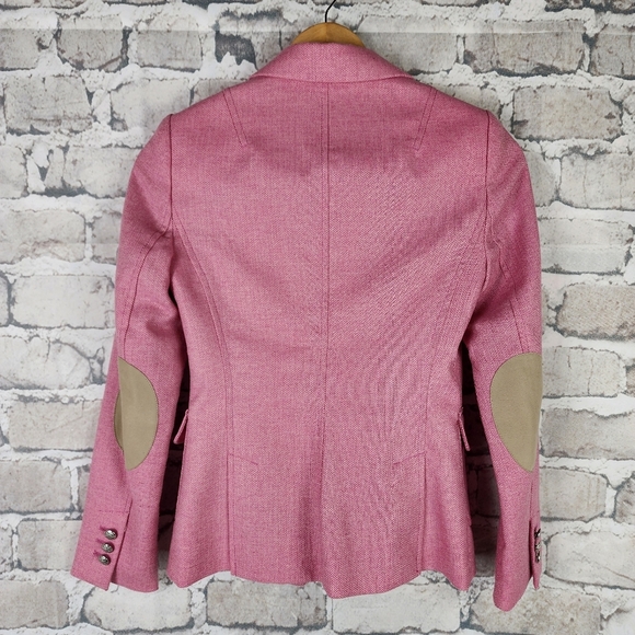 Banana Republic Pink Wool Herringbone Blazer Jacket Elle Woods Size 00P = XXS - Picture 8 of 16